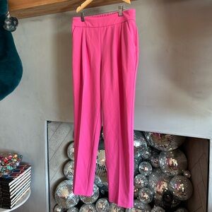 Hot Pink Pleated Straight-Leg Trousers | Size Small